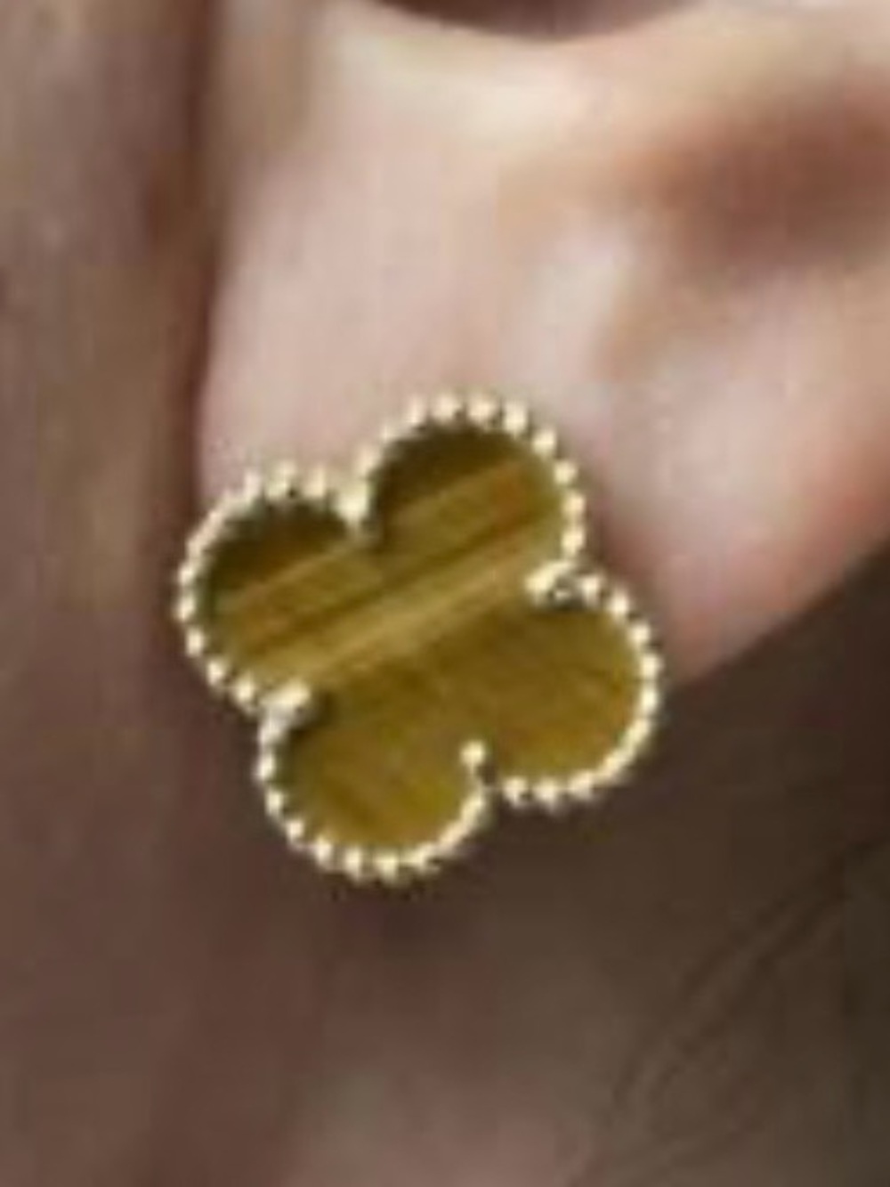 NWT Tigers Eye Brown 6MM Clover & 925 Silver Stud Earrings - Picture 4 of 4